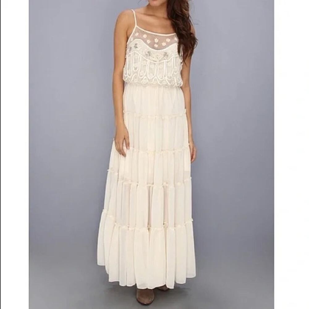 Free People Ivory Tiered Maxi Dress